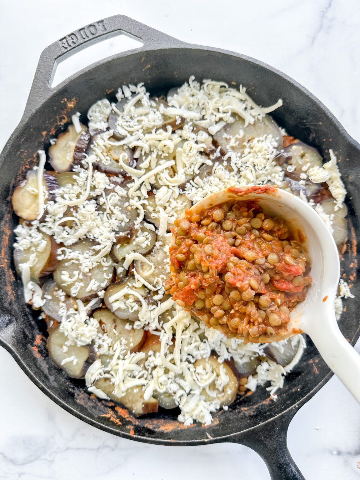 Cheesy Eggplant and Lentil Bake (Vegetarian + Gluten Free)