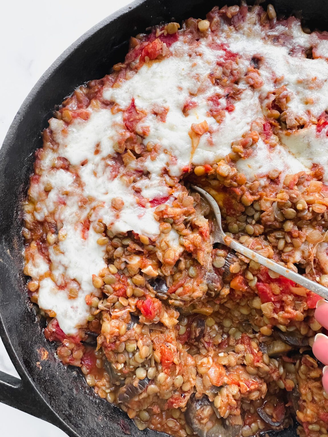 Cheesy Eggplant and Lentil Bake (Vegetarian + Gluten Free)