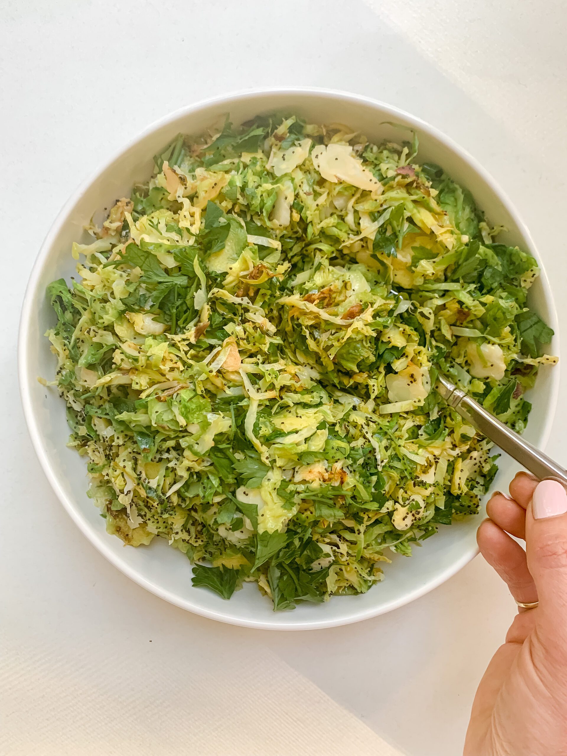 Hashed Brussels Sprouts with Lemon + Poppy Seeds (Vegan, Gluten Free)
