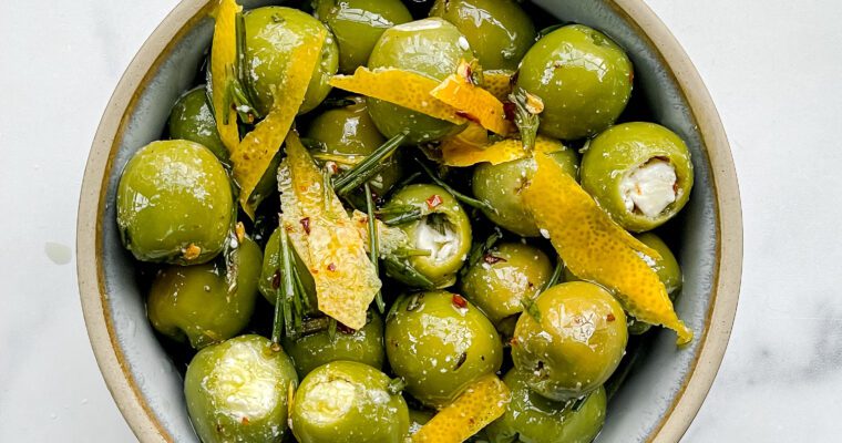 Feta Stuffed Marinated Olives               (Gluten-Free, Vegetarian)