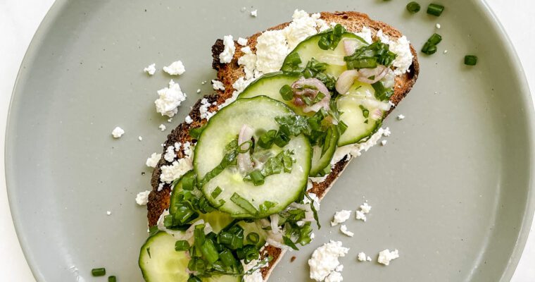 Ricotta Toast with Cucumber, Lemon, and Lots of Herbs (Vegetarian)