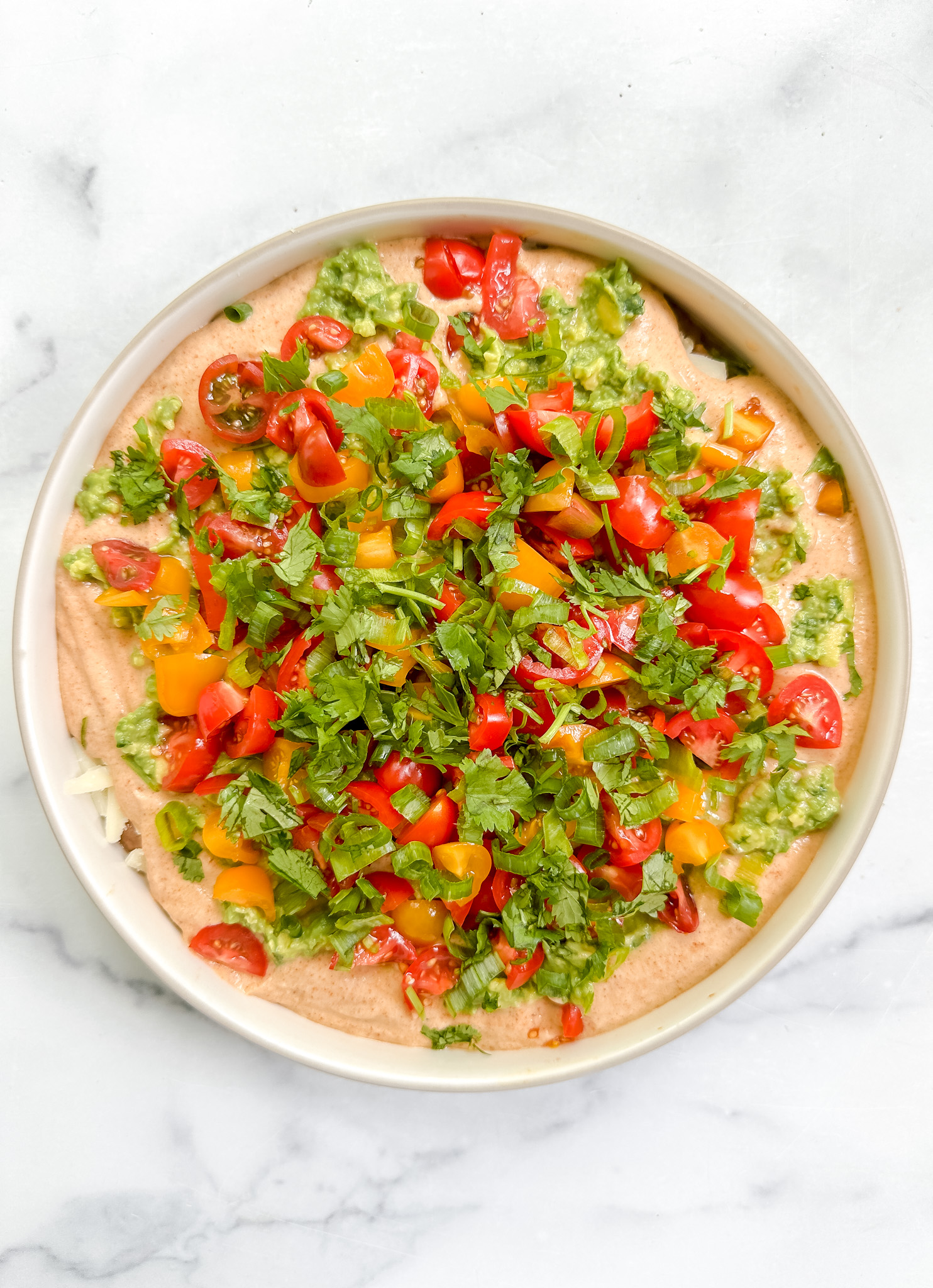 The Ultimate Healthy 7-Layer Dip (Gluten-free, Vegetarian-optional)