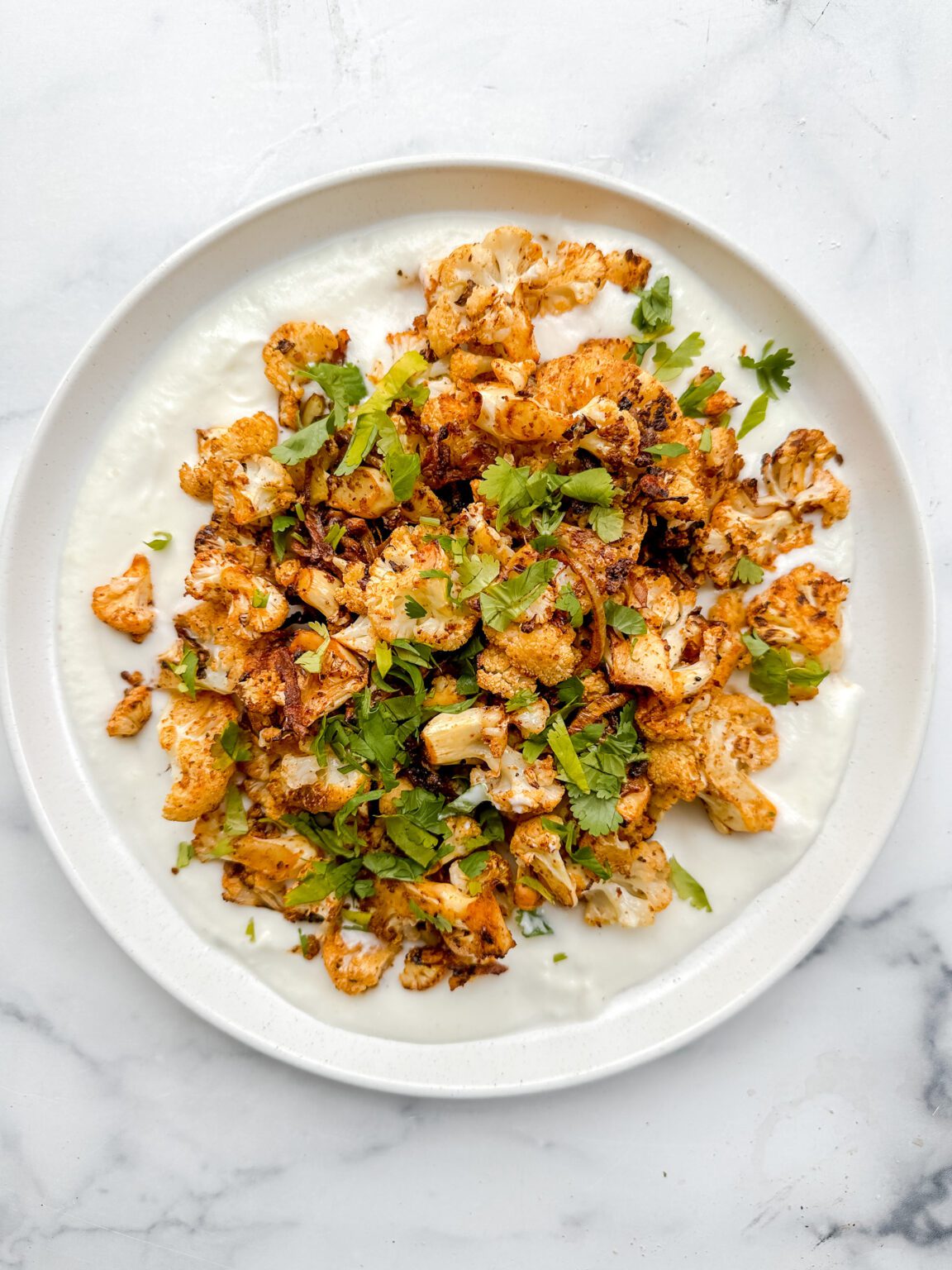 Caramelized Curried Cauliflower with Garlicky Yogurt Sauce Recipe