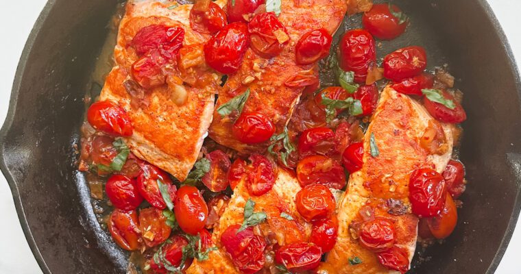 Skillet Salmon with Cherry Tomatoes, Chile and Citrus (Fast & Healthy!)